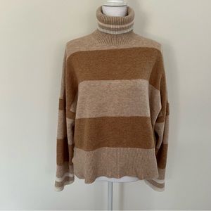 J. Crew tan striped turtleneck, soft sweater - Size XL